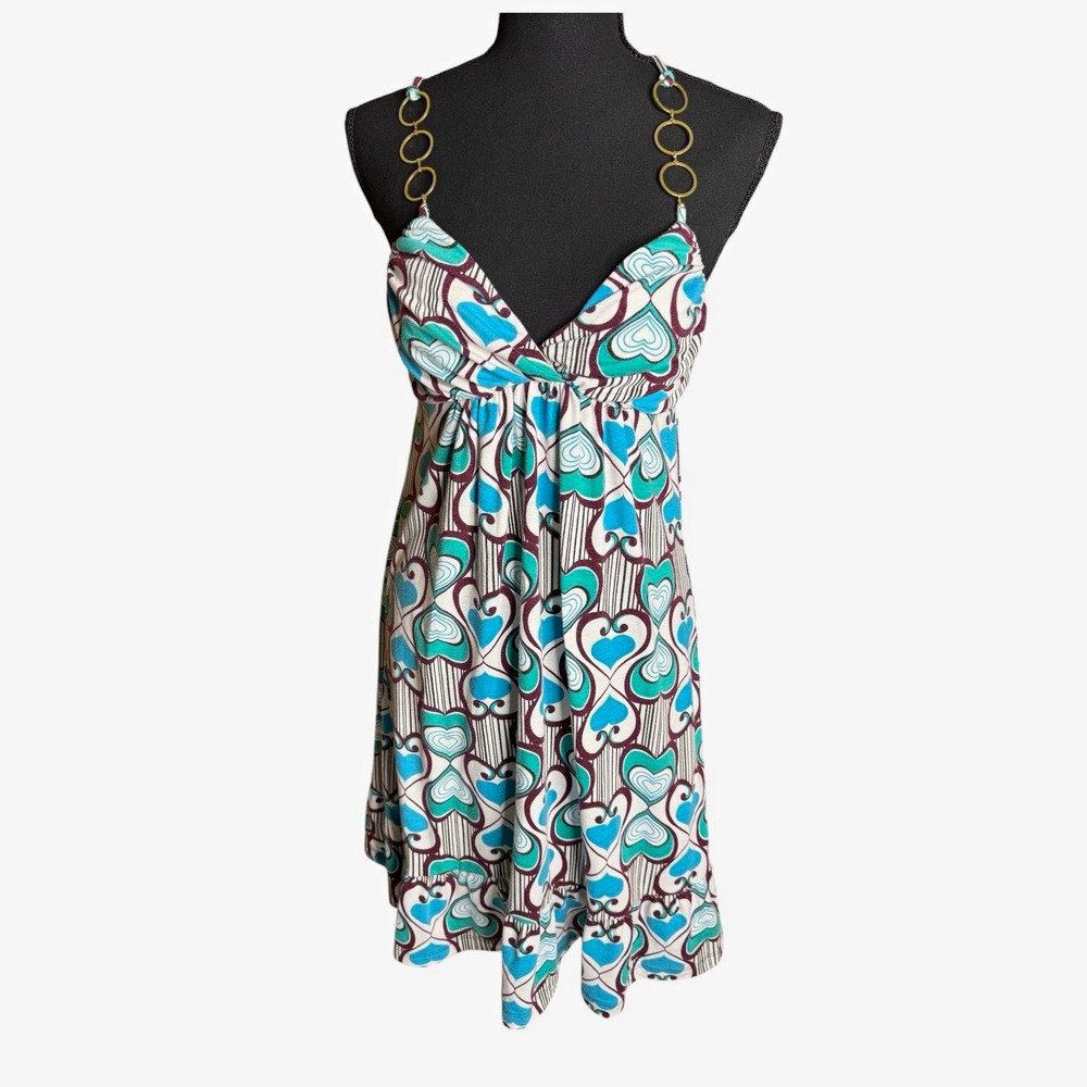 Vintage No Boundaries Juniors 3/5 Multicolor Heart Pattern Halter Dress